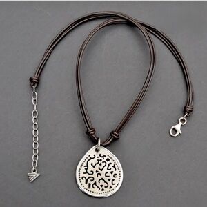 Silpada Sterling Silver & Leather Necklace with Shell Pendant